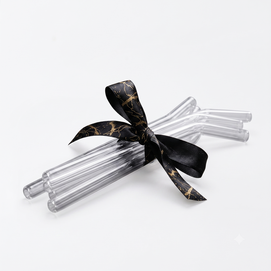 Set of six glass straws
